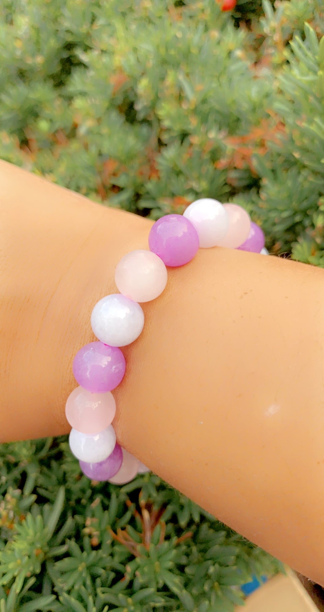 Aquamarine rose quartz lepidolite bracelet