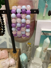 Load image into Gallery viewer, Aquamarine rose quartz lepidolite bracelet
